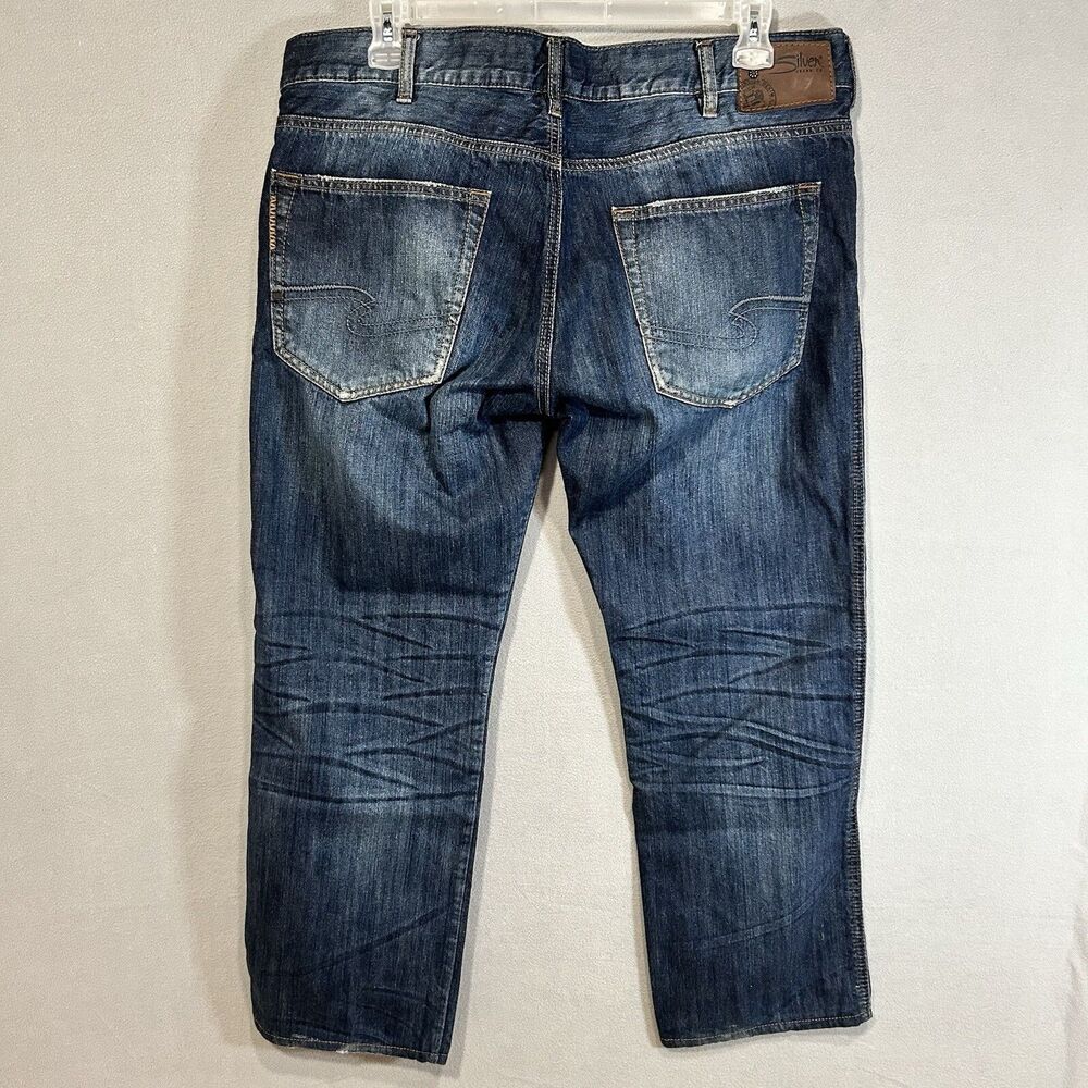 Silver Jeans Mens Nash Slim W38 L34 Blue Denim Actual measurements 40x30 - Picture 2 of 7